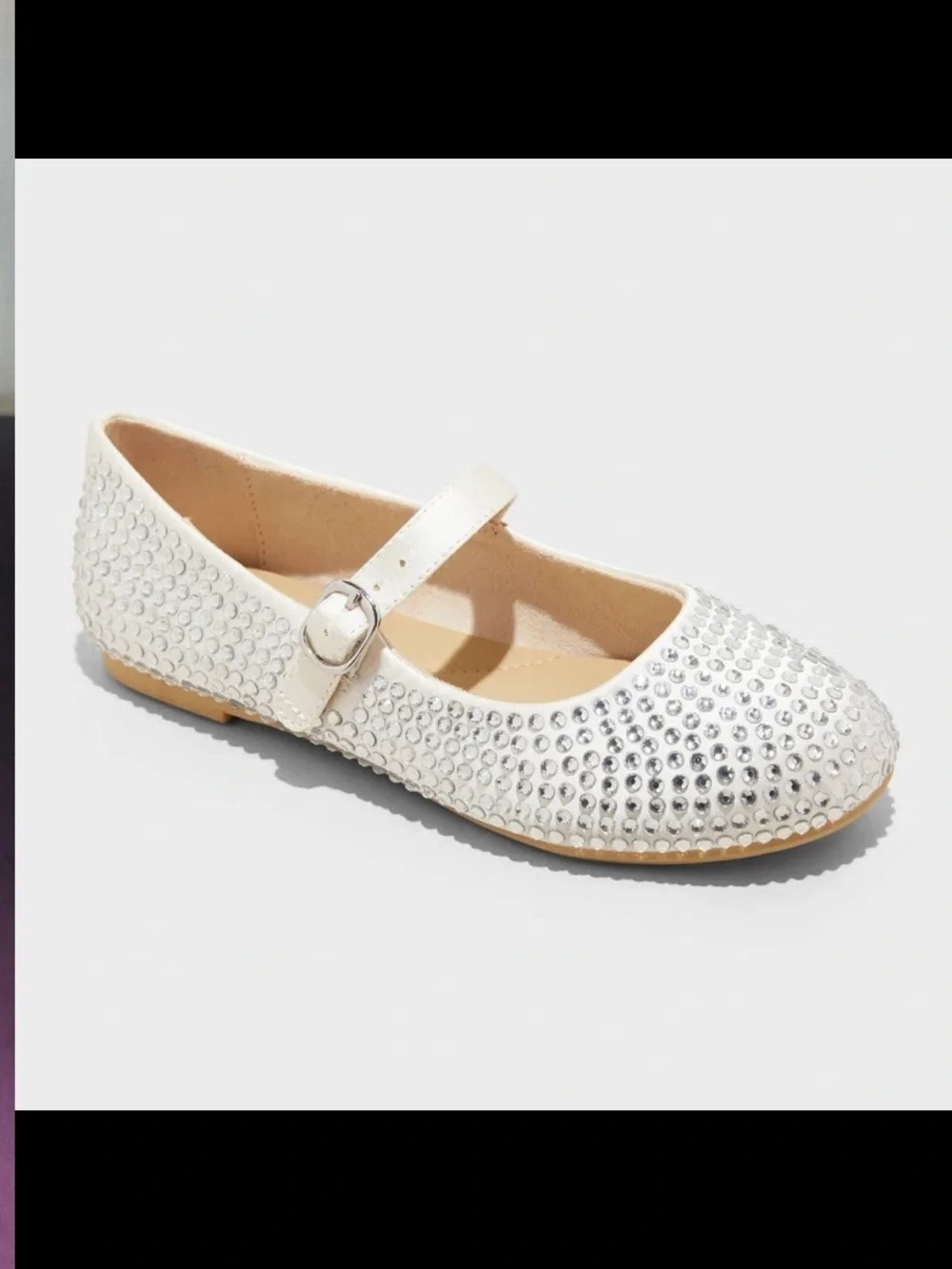 art class Girls' Ivory Rhinestone Mary Jane Flats